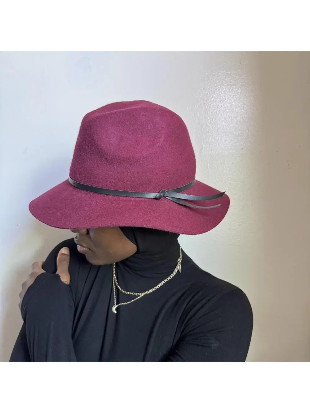 Vintage‎ vibes Old Navy 100% Wool Wide Brim Fedora - Burgundy
